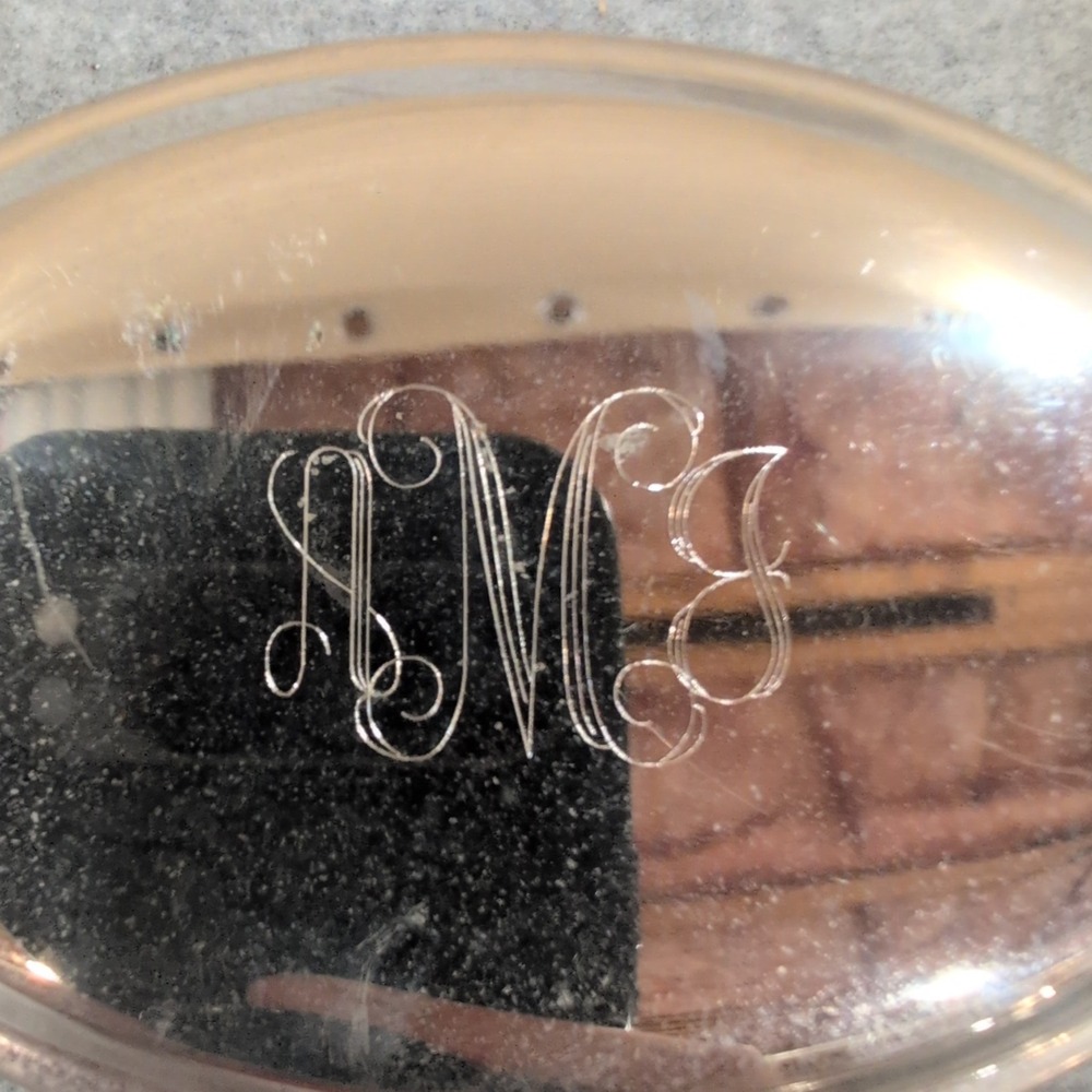 Vintage Silver Tone Monogrammed Oval and Square Trinket Boxes Set of 3 - Picture 3 of 5